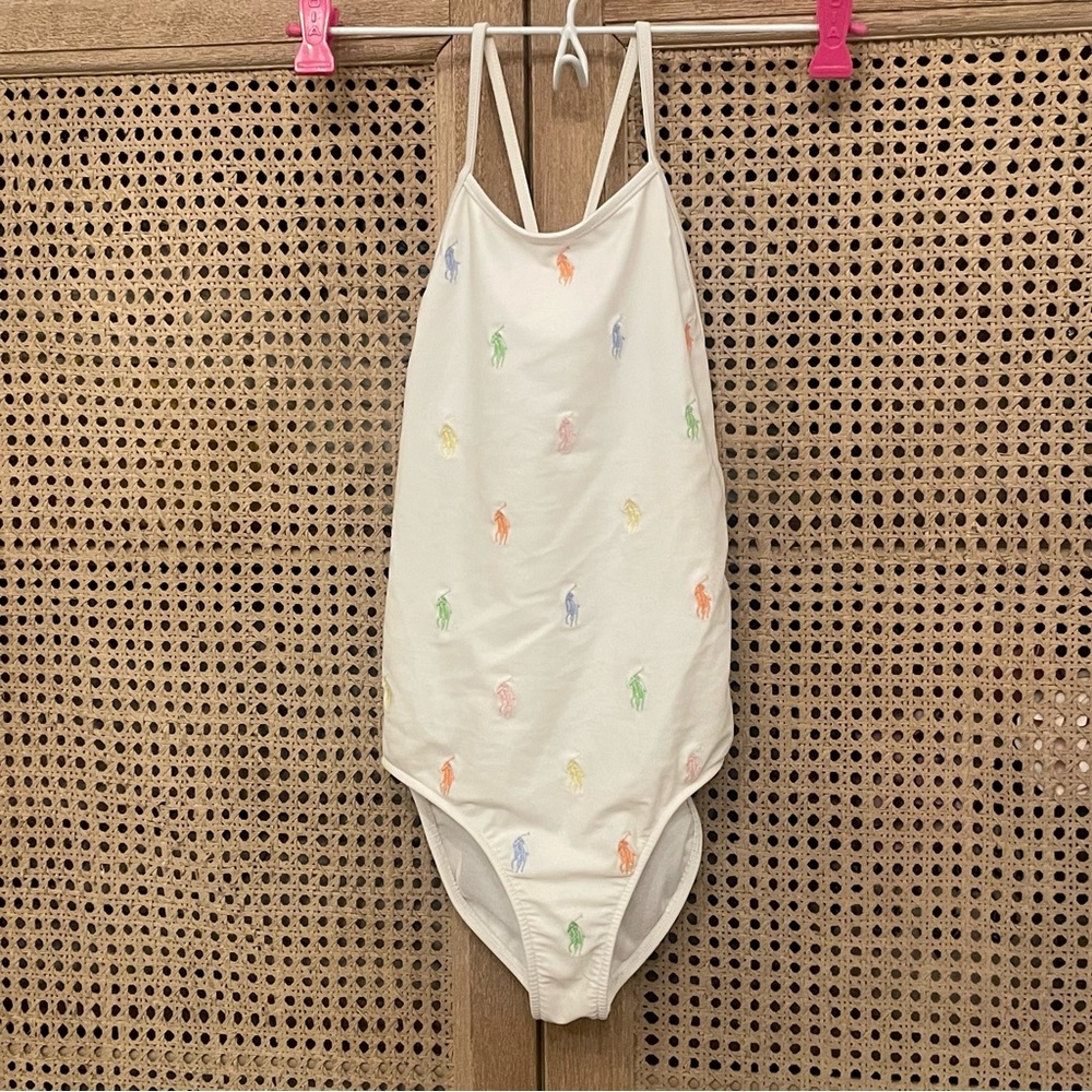 Polo Ralph Lauren Pony One-Piece White Swimsuit